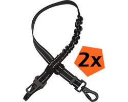 Hondenriem Autogordel Hond Autoriem Met Kliksysteem en Haak Flexibel - Hondenriem Auto - Zwart - 2 PACK