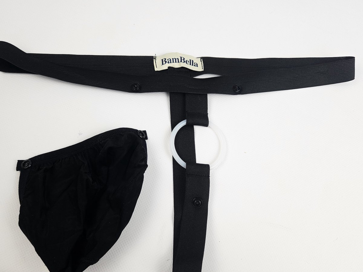 Goedkoopste BamBella® - Sexy Lingerie Heren L/XL - Zwart mannen ondergoed open kruis slip Met Penisring cockring