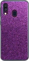 Coque Samsung Galaxy A40 - Fond Glitter Violet - Siliconen - Noël - Cadeaux - Cadeaux Chaussures