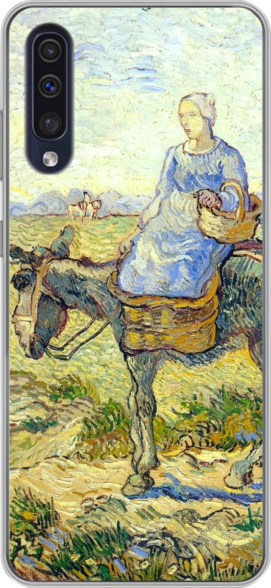 Telefoonhoesje Geschikt voor Samsung Galaxy A50 hoesje - Boerenkoppel gaat naar het werk - Vincent van Gogh - Siliconen Telefoonhoesje Telefoonhoesje