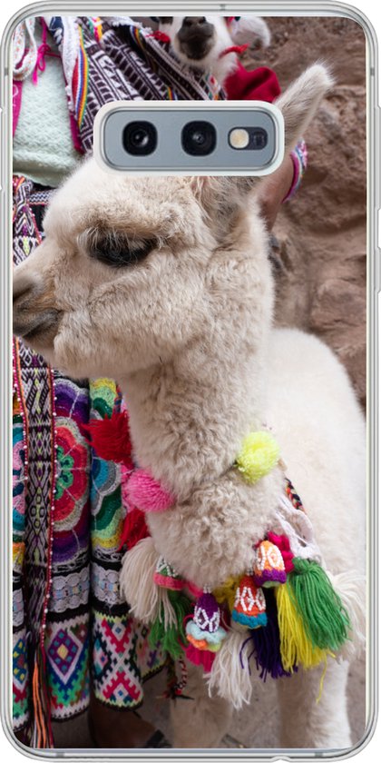 Telefoonhoesje Geschikt voor Samsung Galaxy S10e hoesje - Alpaca - Ketting - Kleuren - Siliconen Telefoonhoesje Telefoonhoesje