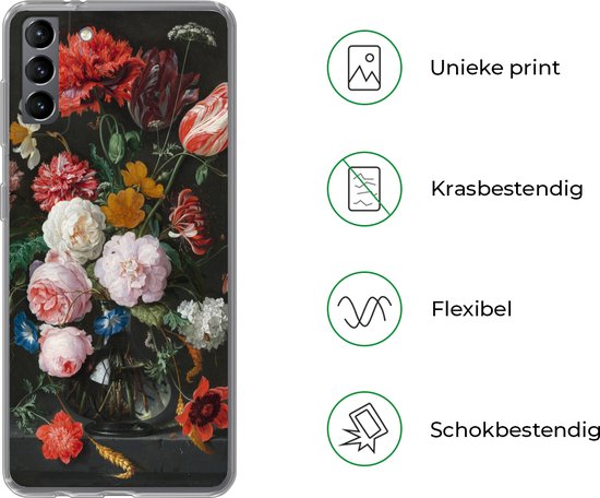 Samsung Galaxy S21 Plus - Nature morte aux fleurs dans un vase en verre - Peinture de Jan Davidsz. de Heem - Siliconen