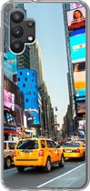 Geschikt voor Samsung Galaxy A32 5G hoesje - New York - Taxi - Geel - Siliconen Telefoonhoesje