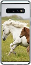 Geschikt voor Samsung Galaxy S10 hoesje - Paarden - Dieren - Gras - Siliconen Telefoonhoesje