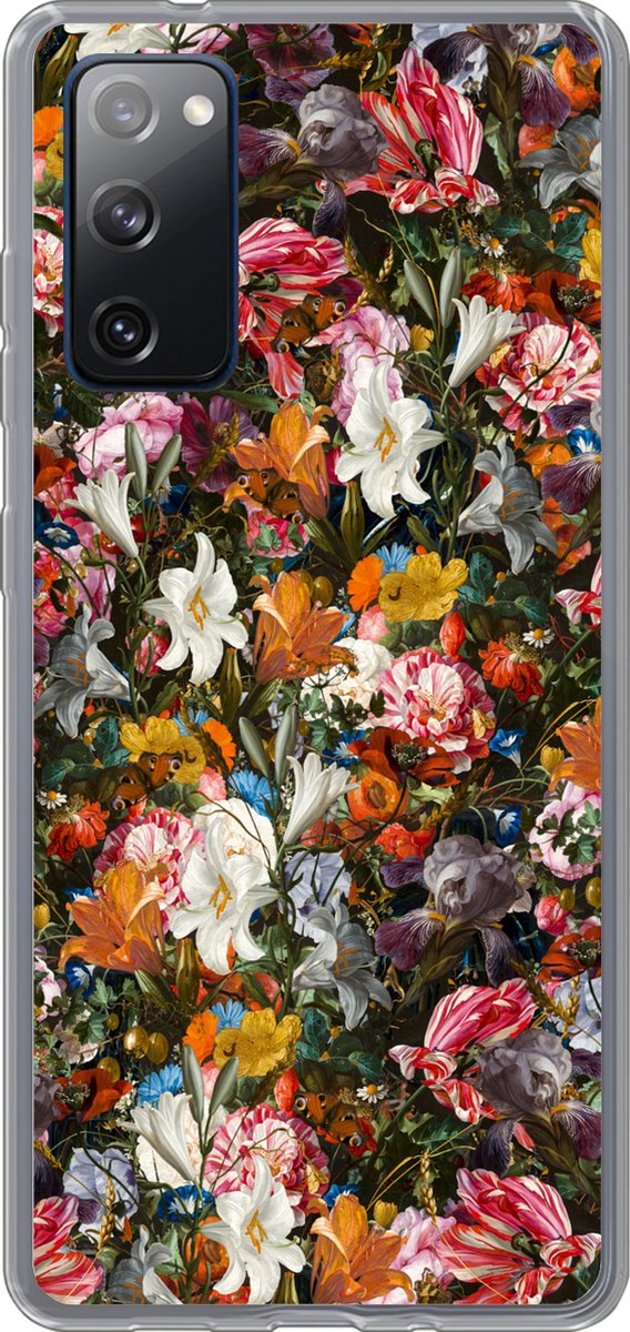 Telefoonhoesje Geschikt voor Samsung Galaxy S20 FE hoesje - Bloemen - Vlinder - Design - Kunst - Abstract - Schilderij - Oude meesters - Siliconen Telefoonhoesje Telefoonhoesje
