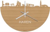 Skyline Klok Haren Bamboe hout - Ø 40 cm - Stil uurwerk - Wanddecoratie - Meer steden beschikbaar - Woonkamer idee - Woondecoratie - City Art - Steden kunst - Cadeau voor hem - Cadeau voor haar - Jubileum - Trouwerij - Housewarming - WoodWideCities