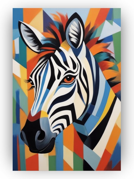 Zebra Franz Marc stijl - Franz Marc canvas schilderijen - Schilderijen zebra - Schilderij vintage - Canvas schilderijen woonkamer - Slaapkamer muurdecoratie - 40 x 60 cm 18mm