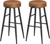 Collection EKHO - tabouret de bar, lot de 2, chaise de bar, chaise de cuisine, cuir artificiel, hauteur 76 cm, pour cuisine, salle à manger, montage facile, marron caramel
