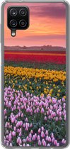 Geschikt voor Samsung Galaxy A12 hoesje - Paarse tulpen in Nederland - Siliconen Telefoonhoesje