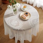 tafelkleed wit kanten tafelkleed afwasbaar tafeldecoratie, vintage geborduurde kanten oplegger met elegant bloemenpatroon, rustieke stijl outdoor tafelkleed voor bruiloft party tuindecoratie
