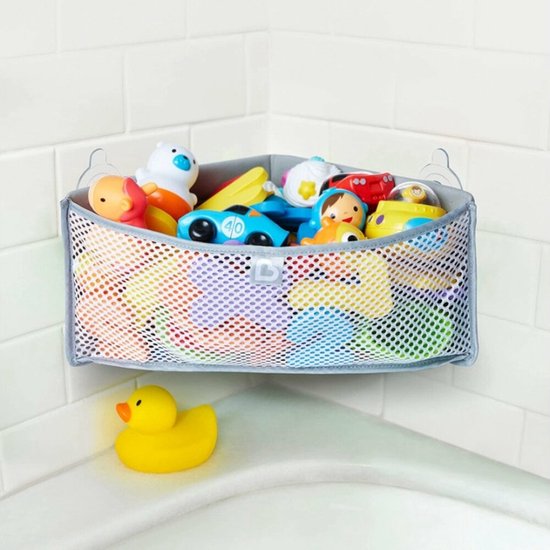 Munchkin High 'n Dry Opbergnet voor Badspeelgoed - Badorganizer - Makkelijk Badspeelgoed Opbergen! - Sterke Zuignap - Exclusief Speelgoed - Grijs