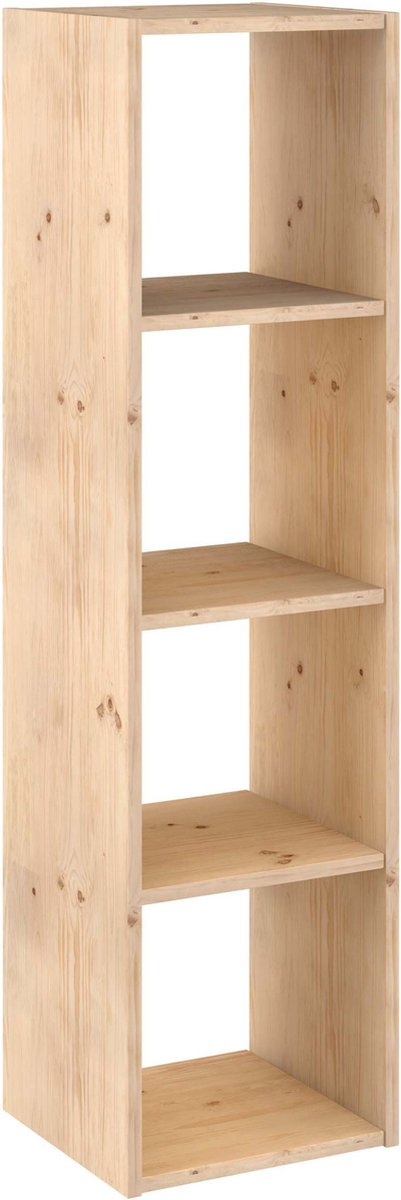 Astigarraga Houten Vakkenkast Open - 4 vakken - Boekenkast van PEFC grenen - 140x36cm