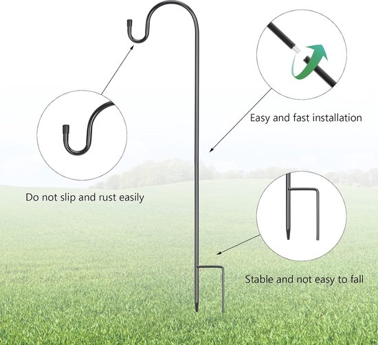 thumbnail: 4 Stuks In Hoogte Verstelbare Tuinrankstaven - 90 Cm Metalen Stokken Met Haken Voor Planten, Lantaarns, Voederbak