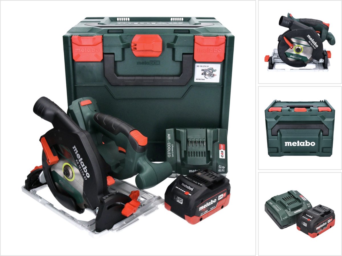 Metabo KS 18 LTX 57 accu-handcirkelzaag 18 V 165 mm + 1x accu 8,0 Ah + lader + metaBOX