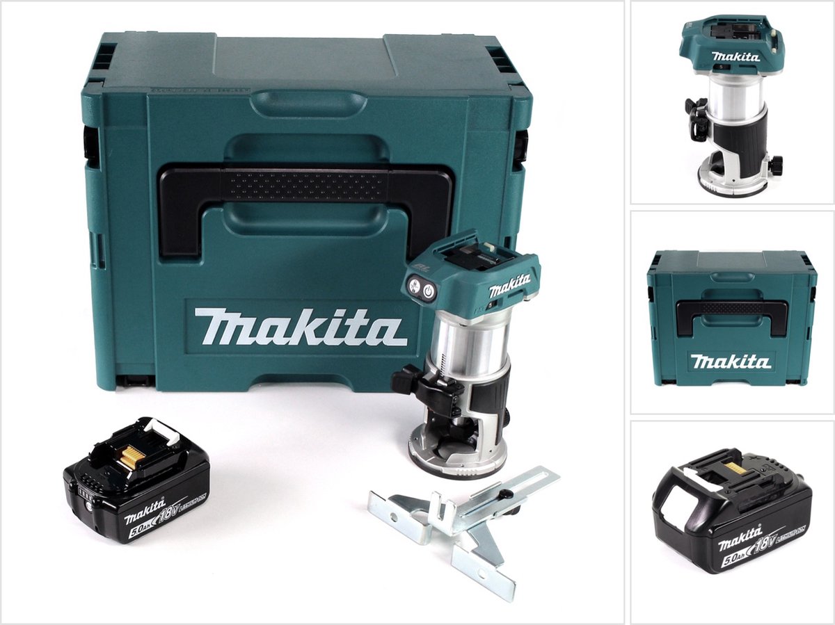 Makita DRT 50 T1J accu multifunctionele bovenfrees borstelloos 18V + 1x oplaadbare accu 5.0 Ah in Makpac 3 zonder oplader