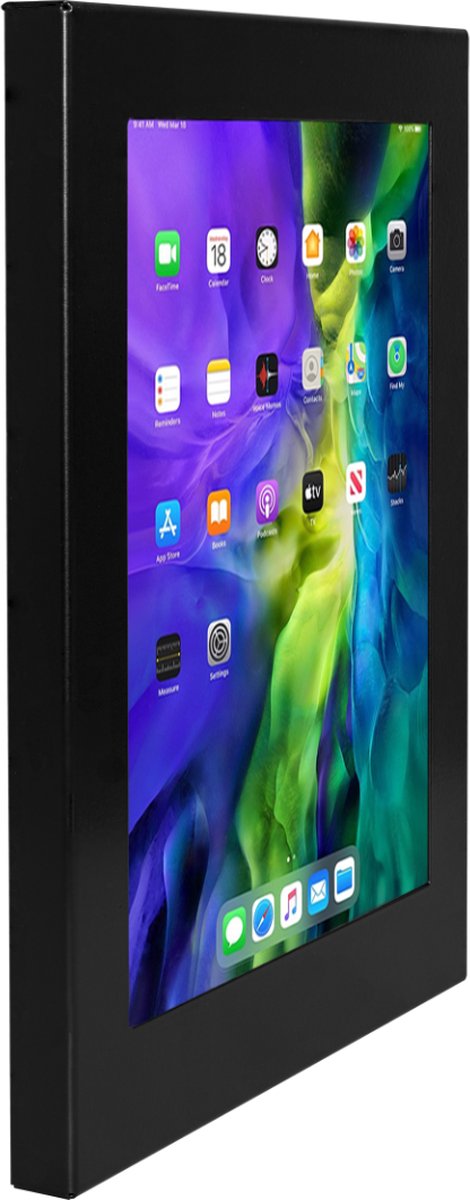 Tablet wall mount vlak tegen wand modelSecuro for 9-11.1i tablets portrait/landscape/cable integration/Pwdr coated metal grey
