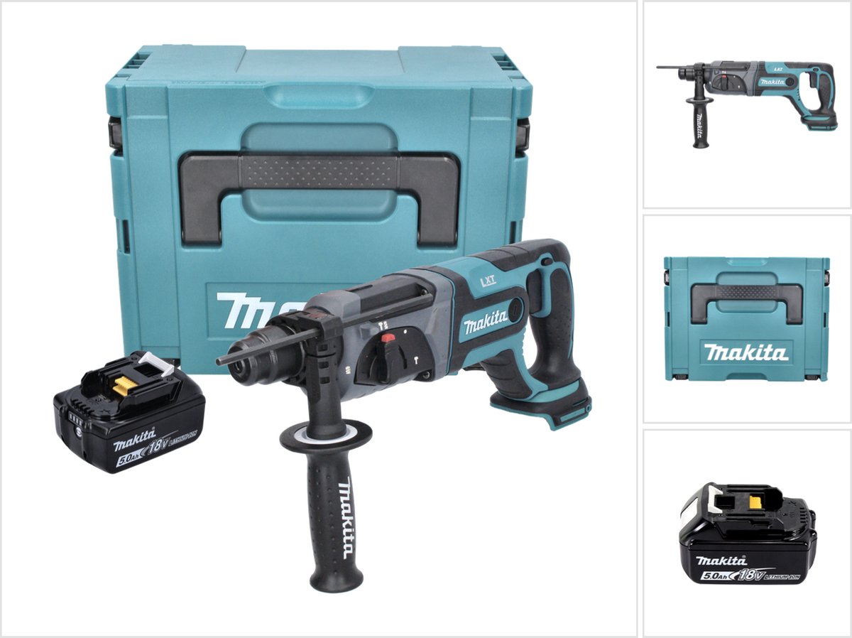Makita DHR 241 T1J accu-boorhamer 18 V 2,0 J SDS plus + 1x accu 5,0 Ah + Makpac - zonder oplader
