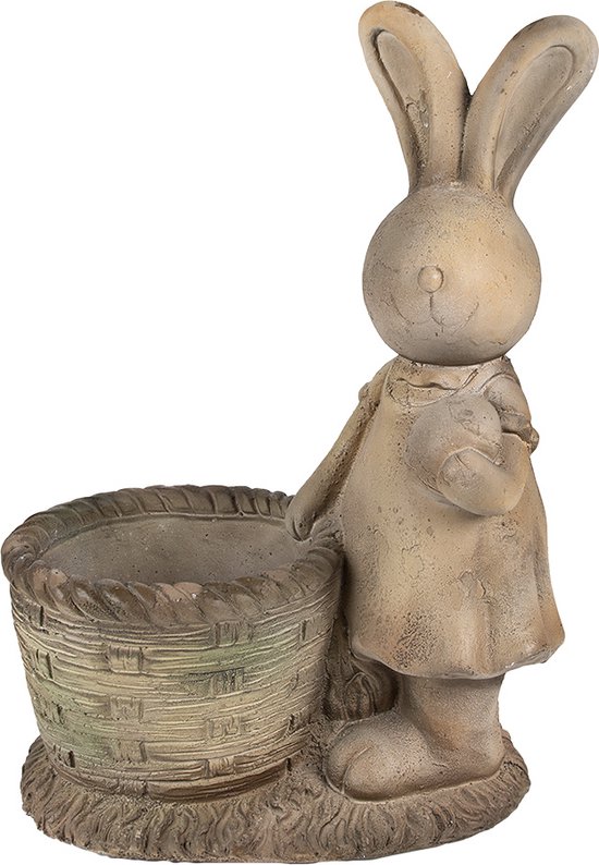 Clayre & Eef Bloempot Konijn 49 cm Bruin Beige Keramisch materiaal Decoratie Beeld