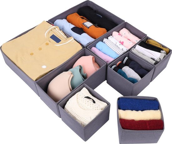 8-delige set lades en kledingkastorganizer - Opvouwbare stoffen dozenopslag - Garderobeorganisatorsysteem, lades en dressoirs - voor kleding, ondergoed, sokken en meer