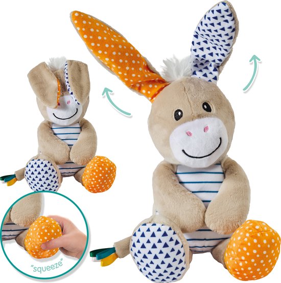 SES - Donkey - Kiekeboe knuffel - knuffel ezel met flapperende oren - Baby Speelgoed - werkt zonder batterijen - stimuleert zintuigen - speelgoed 1 jaar van Merkloos — afbeelding 2