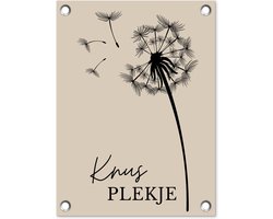 Tuinposter 30x40 cm - Tuindecoratie - Quote - Knus plekje - Beige - Tekst - Paardenbloem - Poster voor in de tuin - Buiten decoratie - Schutting tuinschilderij - Wanddecoratie