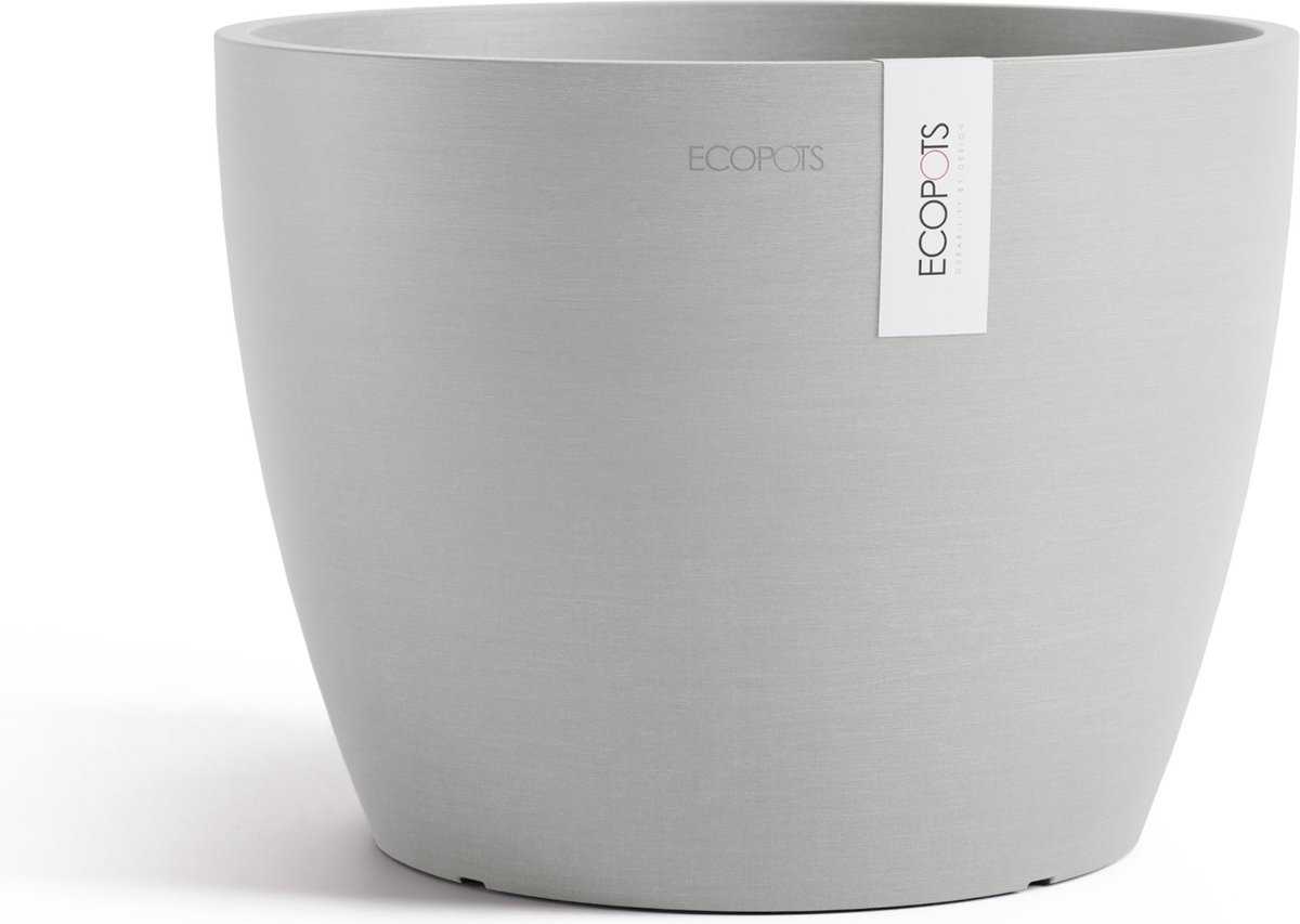 Ecopots Stockholm 31 - White Grey - Ø31 x H23,5 cm - Ronde witgrijze bloempot