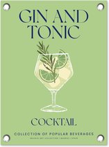 Tuinposter 30x40 cm - Gin Tonic - Groen - Cocktail - Vintage - Tuindecoratie voor buiten - Schutting decoratie - Tuin - Beach bar accessoires - Tuindoek - Buitenposter