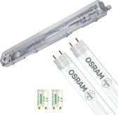 LED Waterdichte TL Armatuur met T8 Buizen - Velvalux Strela - 60cm - Dubbel - Koppelbaar - Waterdicht IP65 - OSRAM - SubstiTUBE Value EM 865 - 15.2W - Helder/Koud Wit 6500K | Vervangt 36W