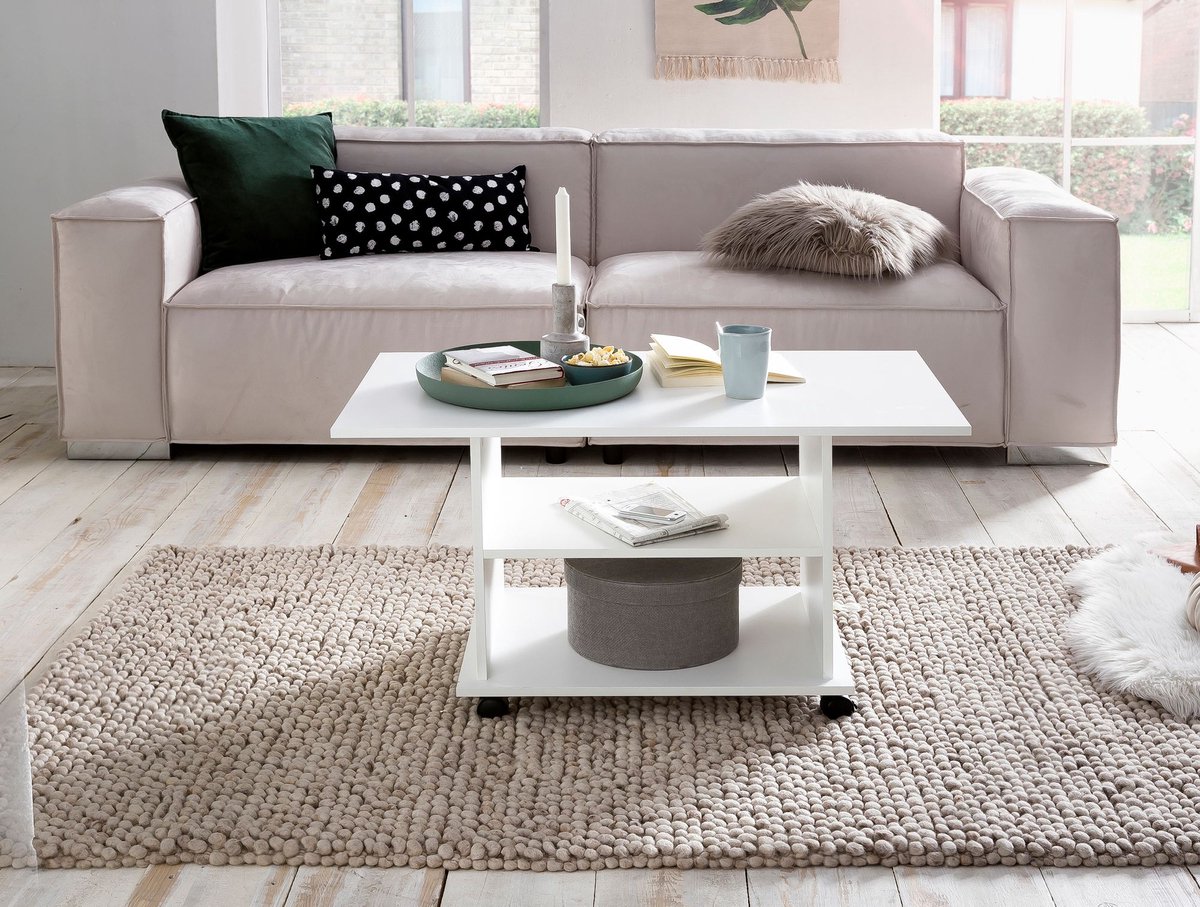 Sky Style Design salontafel WL5.738 95 x 51 x 54,5 cm Wit Draaibaar met wielen | Salontafel Koffietafel | Salontafel Salontafel | Salontafel met opbergruimte bruin