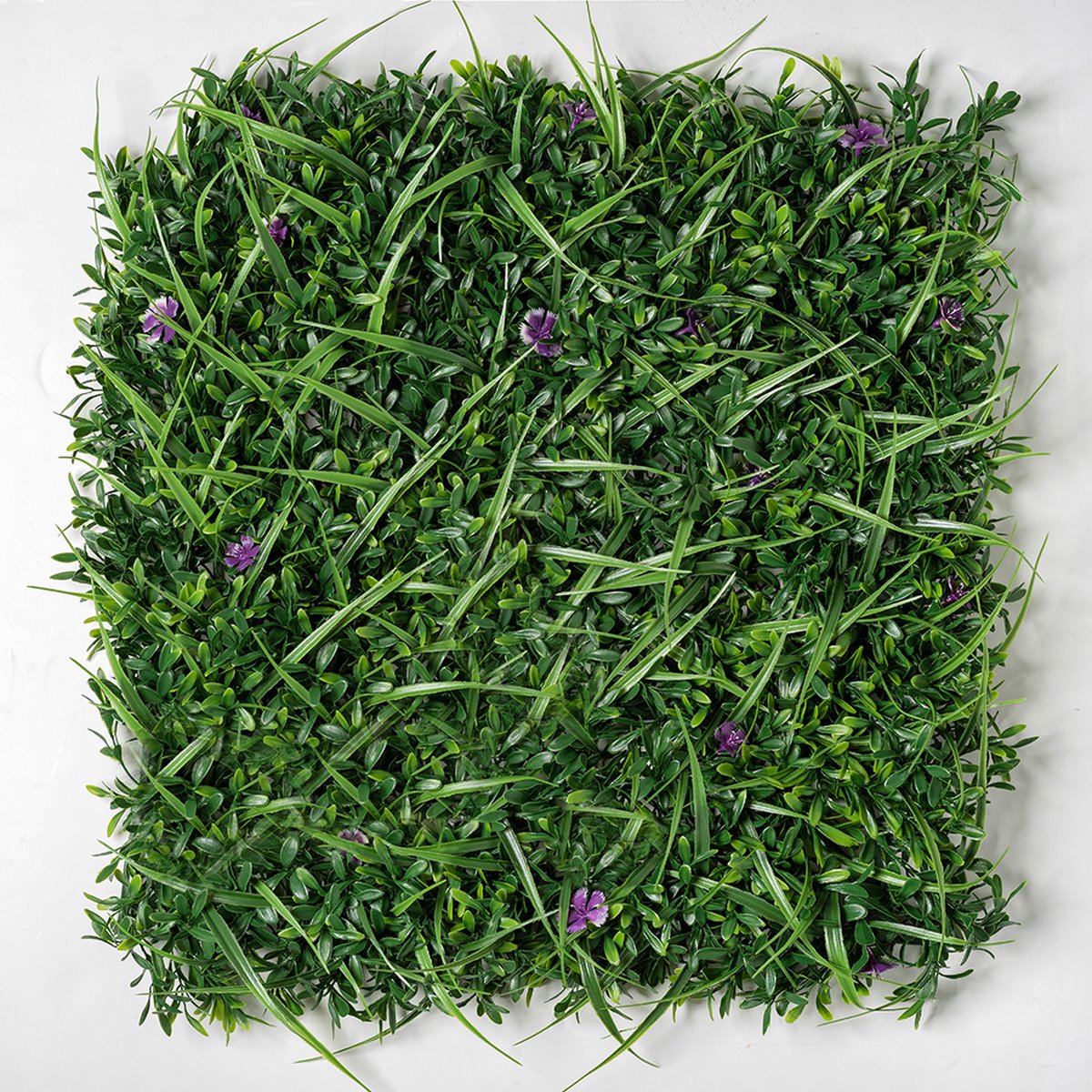 Kunsthaag plantenwand - Planten muur - Voor binnen - Paarse bloemetjes