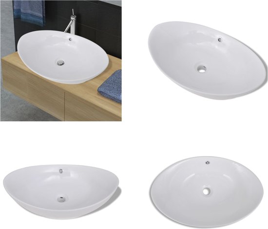 VidaXL Wastafel ovaal 46-52 cm riviersteen - Kantoormeubelen Plus