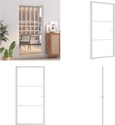 vidaXL Binnendeur 102-5x201-5 cm ESG-glas en aluminium wit - Binnendeur - Binnendeuren - Deur - Deuren