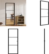 vidaXL Binnendeur 83x201-5 cm ESG-glas en aluminium zwart - Binnendeur - Binnendeuren - Deur - Glazen Deur