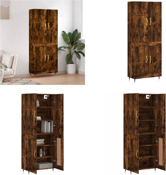 VidaXL Hoge kast 62x32x103,5 cm bewerkt hout grijs sonoma eikenkleurig