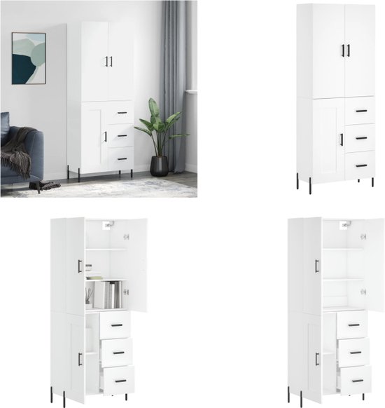 vidaXL Hoge kast 92x33x180 cm bewerkt hout betongrijs, boekenrek en kast, buffetkast, hoge opbergkast, dressoir, opbergrek, hoog opbergrek, bijzetkast