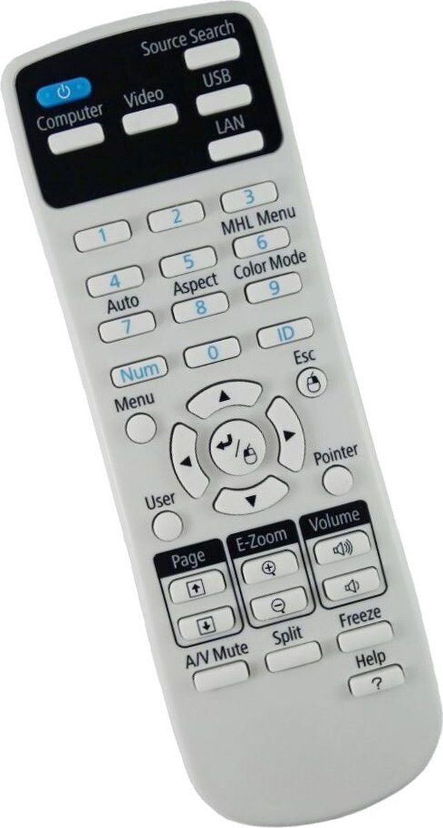 Afstandsbediening geschikt voor de EPSON H682B beamer, vervangt 1626366 / 162636600