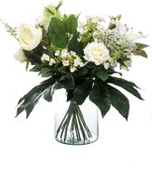 Emerald - Boeket White Dream - 60cm hoog - Wit - 20 stelen - Kunstboeket - Zijde boeket