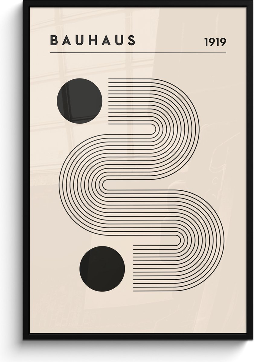 FrameYourWall Poster in lijst - Fotolijst 80x120 cm - Posters - Bauhaus - Abstract - Kunst - Vintage - Art - Posterlijst zwart - Decoratie - Wanddecoratie woonkamer - Muurdecoratie slaapkamer
