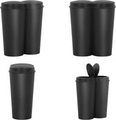 vidaXL Prullenbak Double 50 L Noir - Poubelle de recyclage - Poubelles de recyclage - Poubelle de tri des déchets - Poubelles de tri des déchets