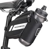 ROCKBROS Fietszadeltas, fietstas met flessenhouder, reflecterend, voor mountainbike, racefiets, opvouwbaar, zwart, ca. 1 L