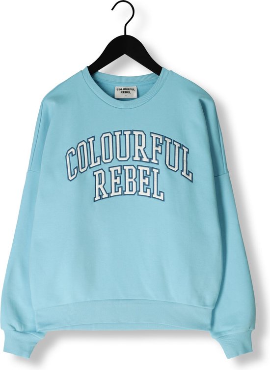 Colourful Rebel Cr Patch Dropped Sweat Truien & vesten Dames - Sweater - Hoodie - Vest- Lichtblauw - Maat XXL