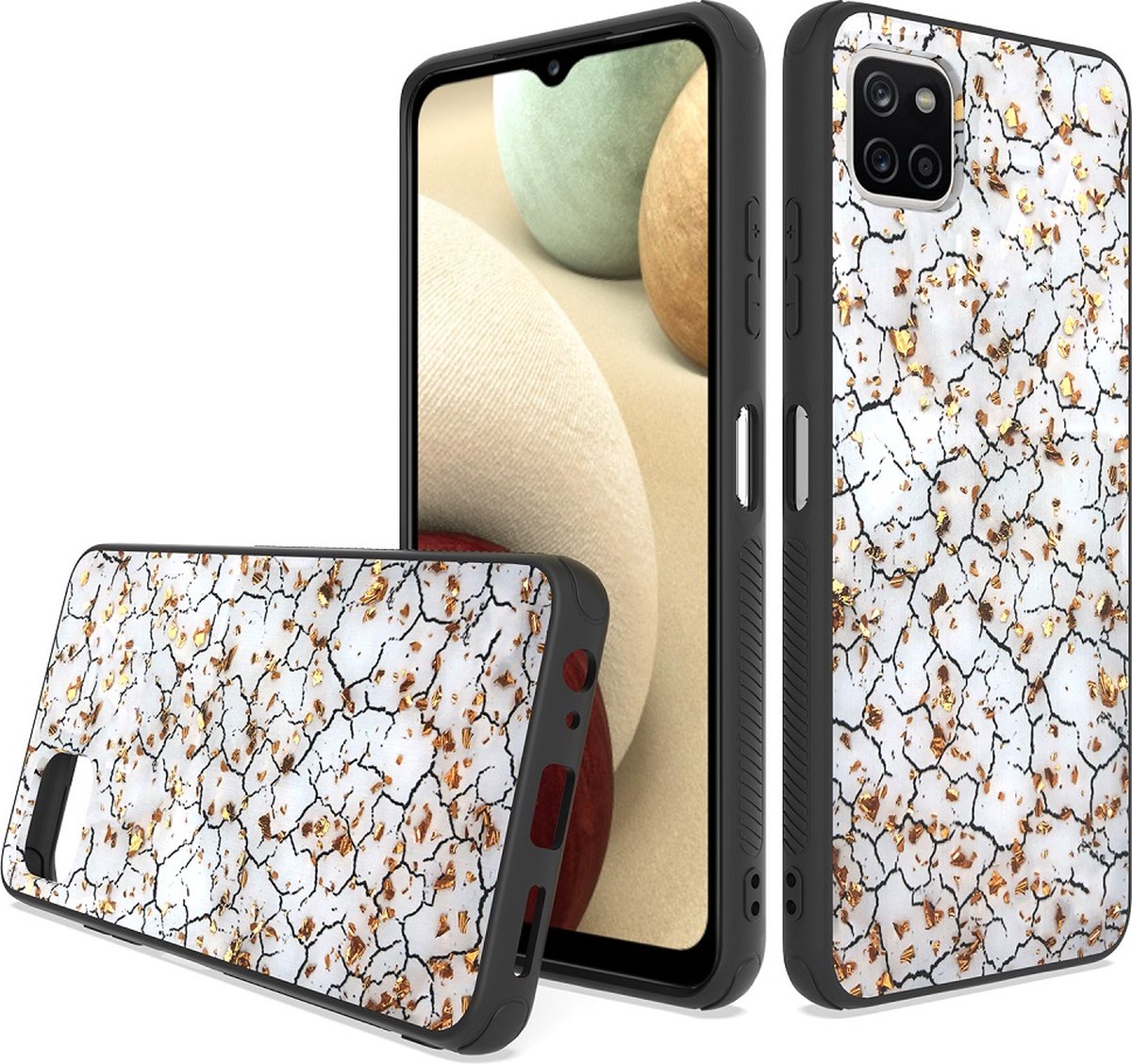Silicone Hoesje Print - Backcover - Geschikt voor Samsung Galaxy A22 4G - Gebroken Wit