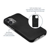 Mobilize Hoesje geschikt voor Apple iPhone 15 MagSafe Telefoonhoesje Echt Leer | Mobilize Premium Backcover | Geschikt voor MagSafe | Geschikt voor Draadloos Opladen met Magnetische Ring | MagSafe Case - Zwart