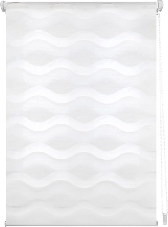 La Sheba rolgordijn, dubbellaags, golvend, nacht en dag, 75 x 150 cm, wit