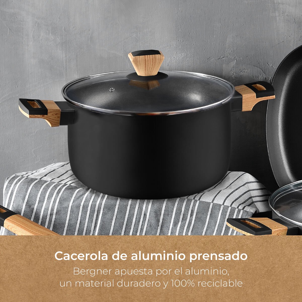 Kookpot Bergner EARTH Ø 24 cm Zwart