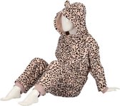 Zachte luipaard/cheetah print onesie voor kinderen roze maat 92/104 - Jumpsuit huispak met dierenprint