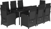 vidaXL-Ensemble de jardin 9 pièces-poly-rotin-noir