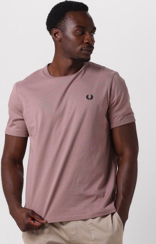 Fred Perry Ringer T-shirt Polo's & T-shirts Heren - Polo shirt - Lichtroze - Maat S