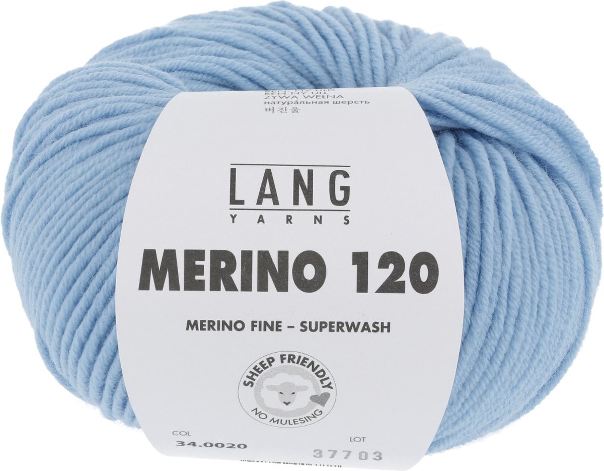 Lang Yarns Merino 120 - 20 lichtblauw - Merinowol Garen