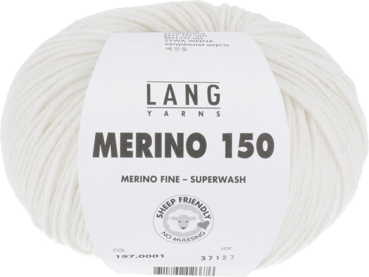 Lang Yarns Merino 150 - 01 wit - Merinowol Garen